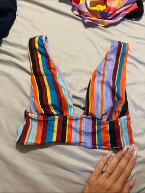 Colorful Striped Bikini Top